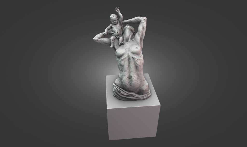 Highly detailed digital 3D model of the Prestatyn Mother and Child sculpture.