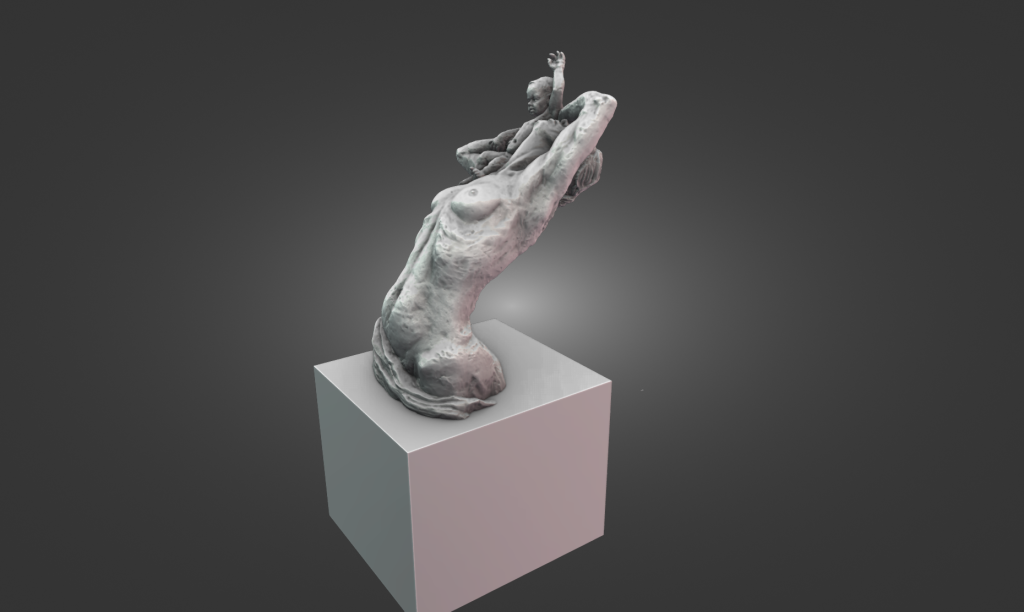 Highly detailed digital 3D model of the Prestatyn Mother and Child sculpture.