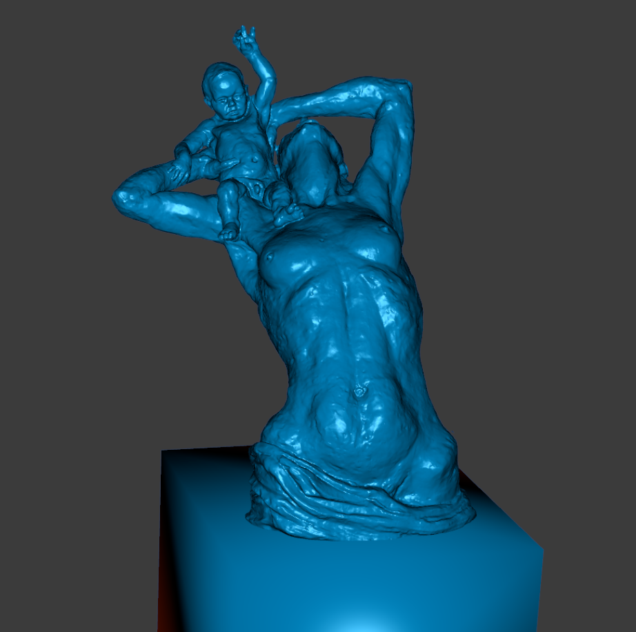 Highly detailed digital 3D model of the Prestatyn Mother and Child sculpture.