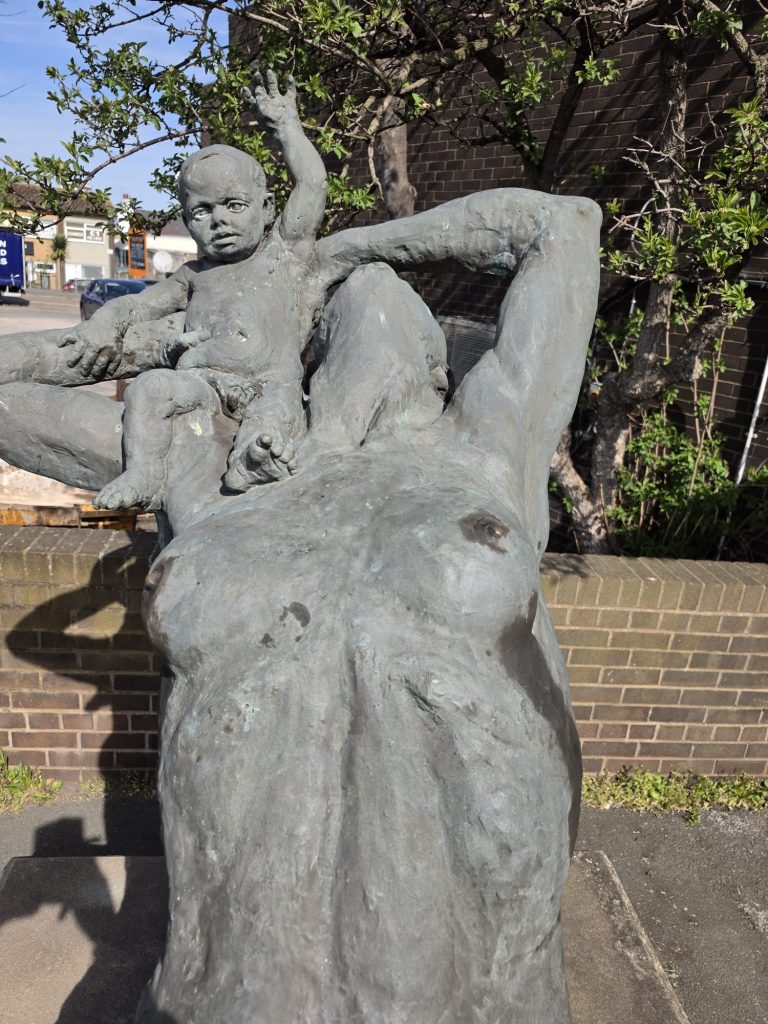 Highly detailed digital 3D model of the Prestatyn Mother and Child sculpture.