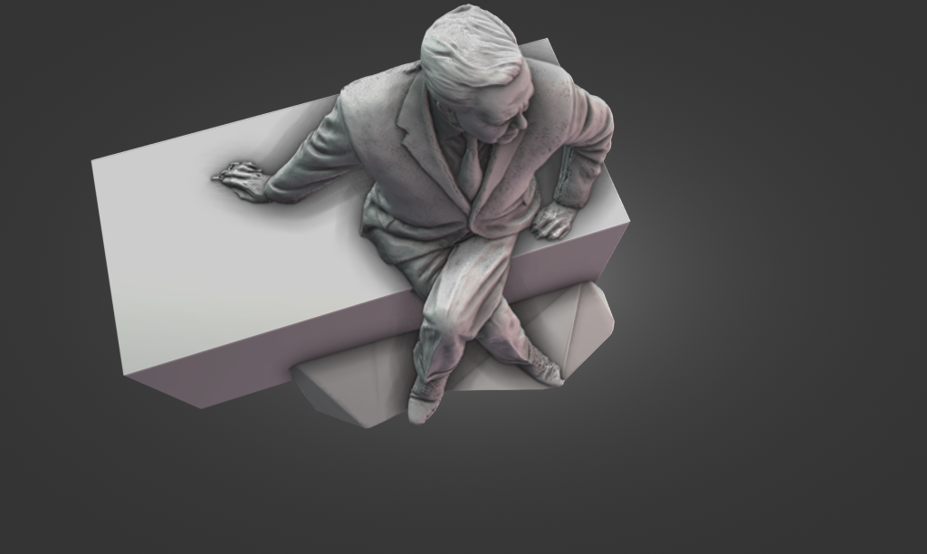 Using the Creality Otter Lite to 3D scan the bronze Harold Wilson monument outdoors.