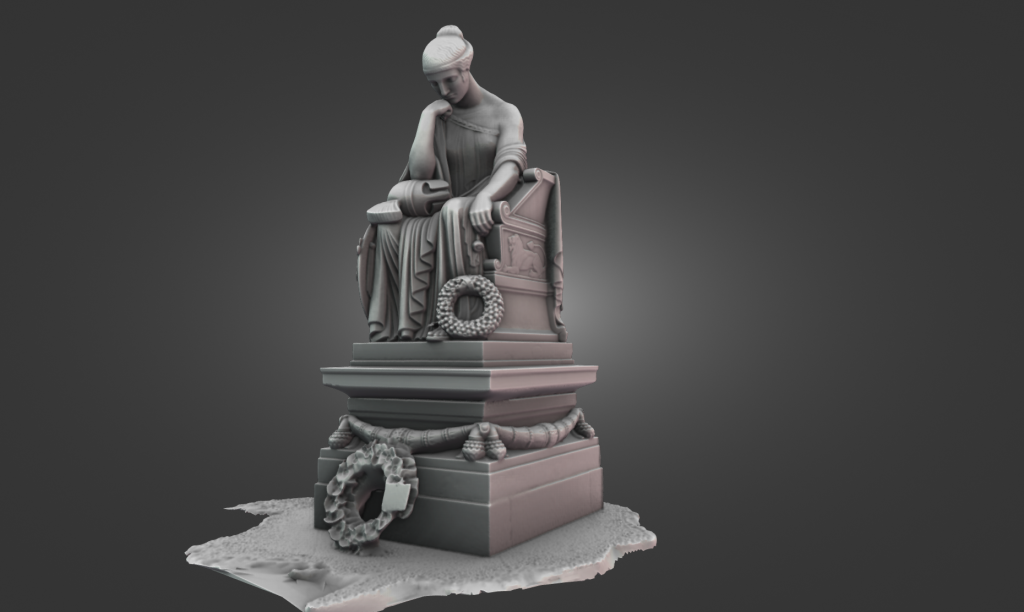 Testing the Creality Sermoon P1 3D scanner using Near-Infrared light technology to digitally archive a large stone monument in the field.